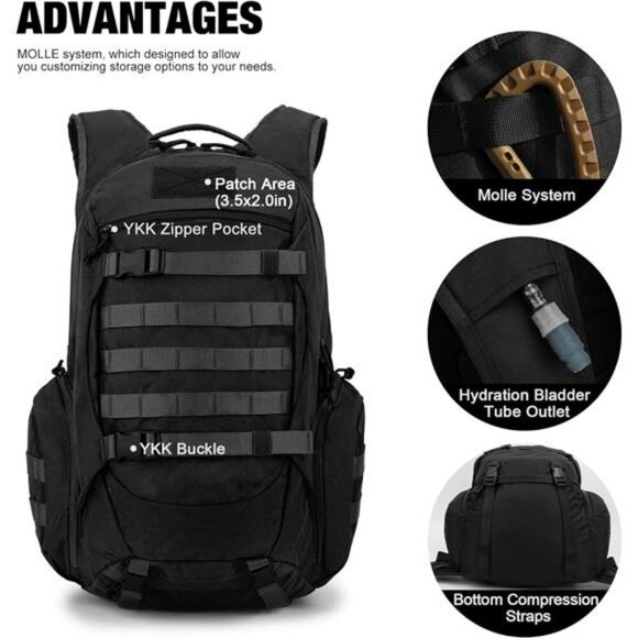 35L Tactical Backpack Molle Hiking Camping Motorcycle Outdoor Travel Daypack - Picture 3 of 8